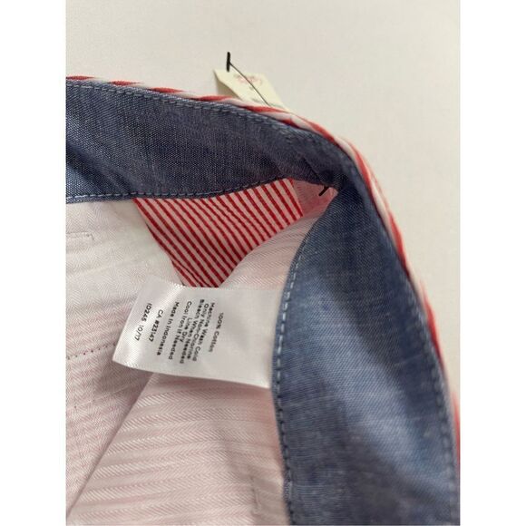NWT Talbots Perfect Crop Slim Fit Crop Length Red White Seersucker Pants Size 4 - Picture 6 of 8